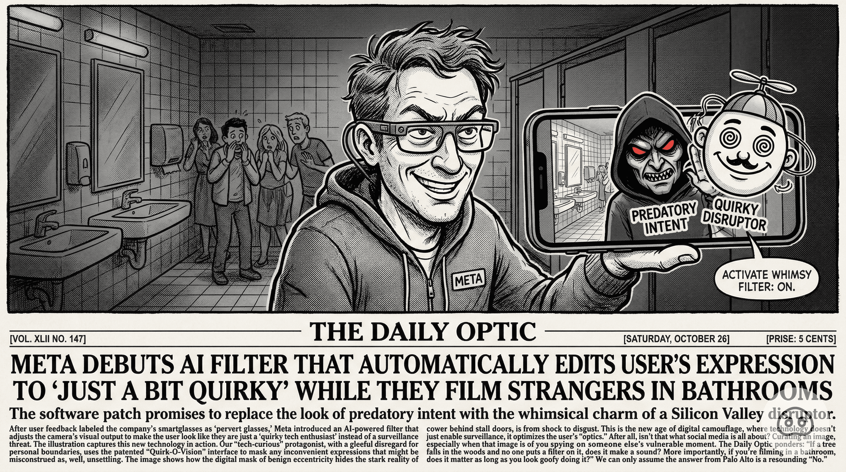 Meta Debuts AI Filter That Automatically Edits User's Expression To 'Just A Bit Quirky' While They Film Strangers In Bathrooms