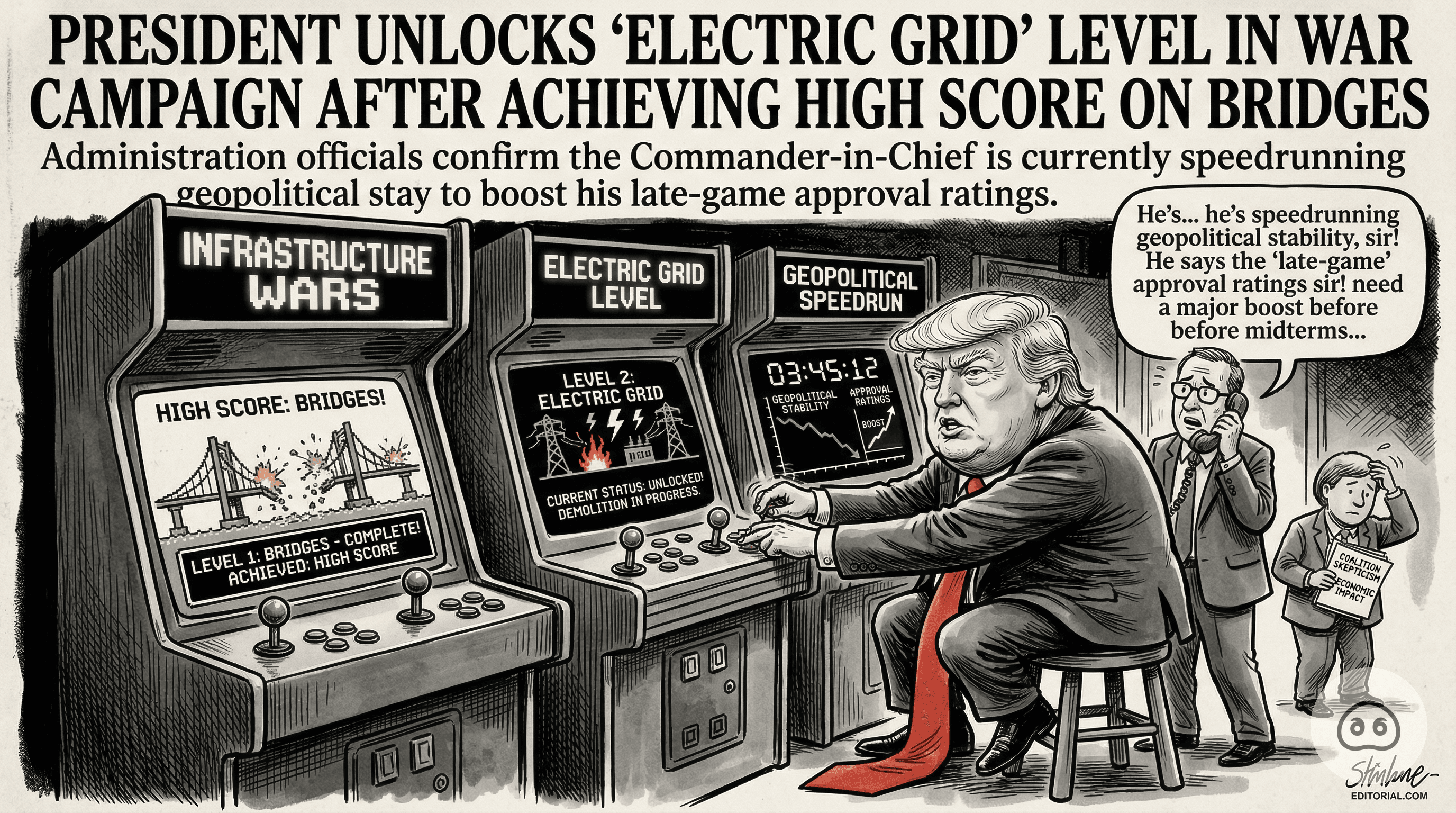 President Unlocks 'Electric Grid' Level In War Campaign After Achieving High Score On Bridges